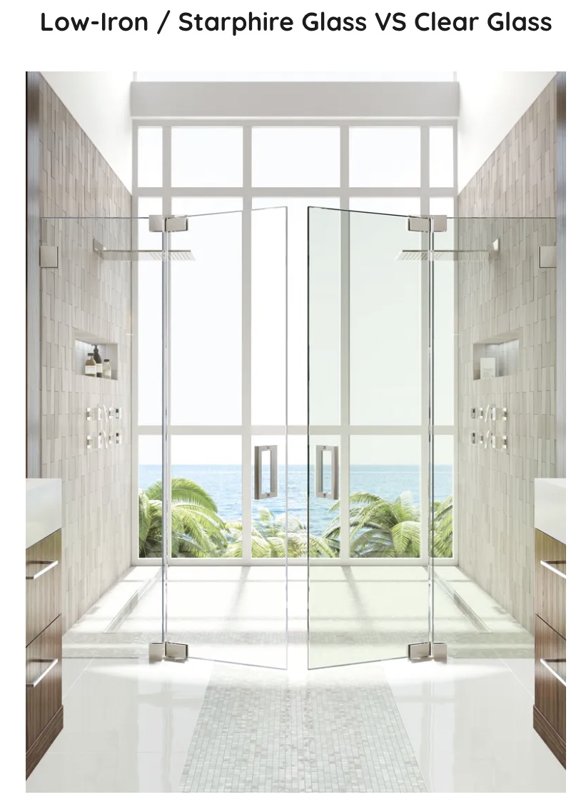 Starphire Glass (Low Iron) glass sample for shower doors and glass installations