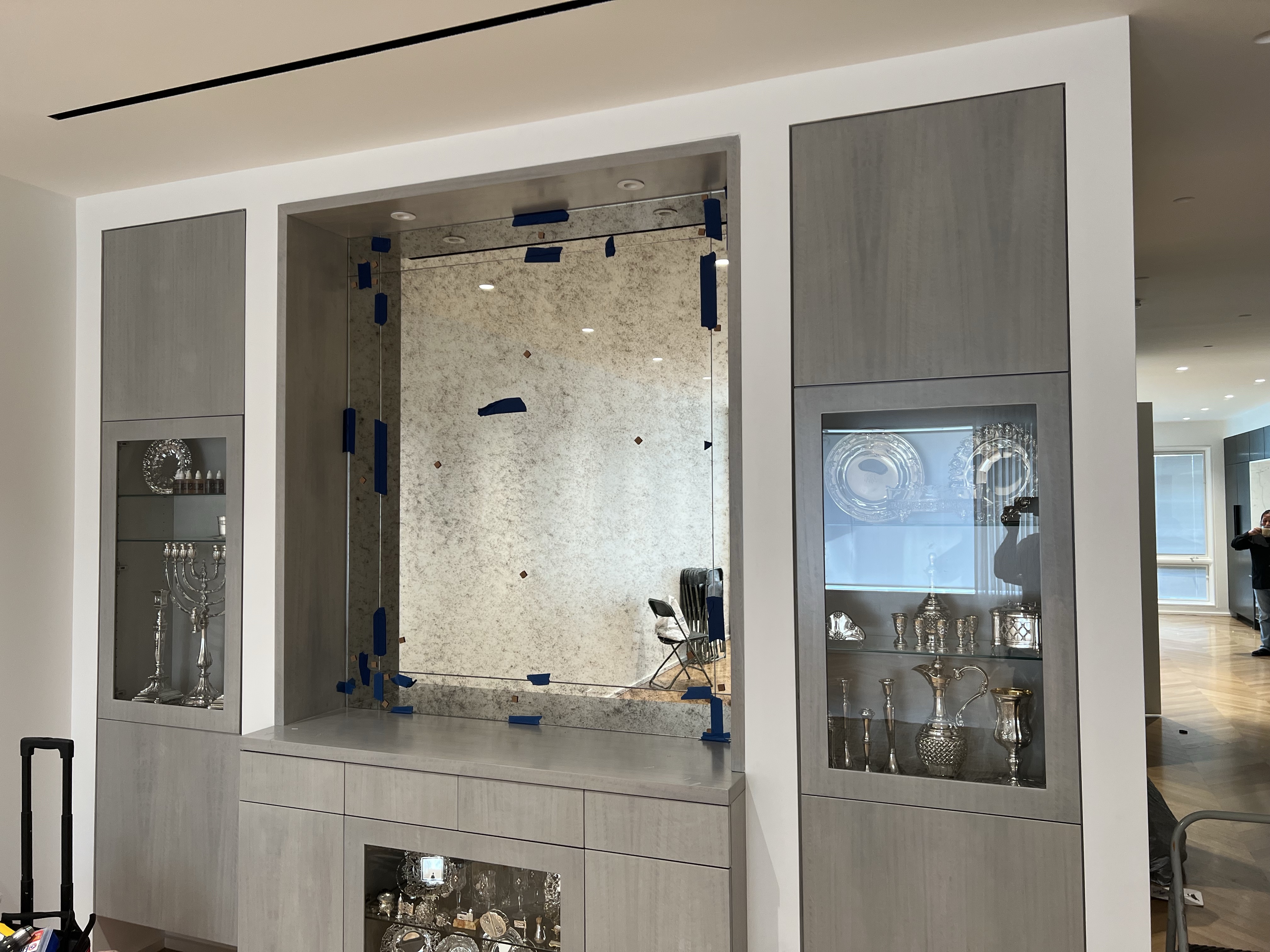 Antique Mirror - custom mirror installation by Williamsburg Shower Door